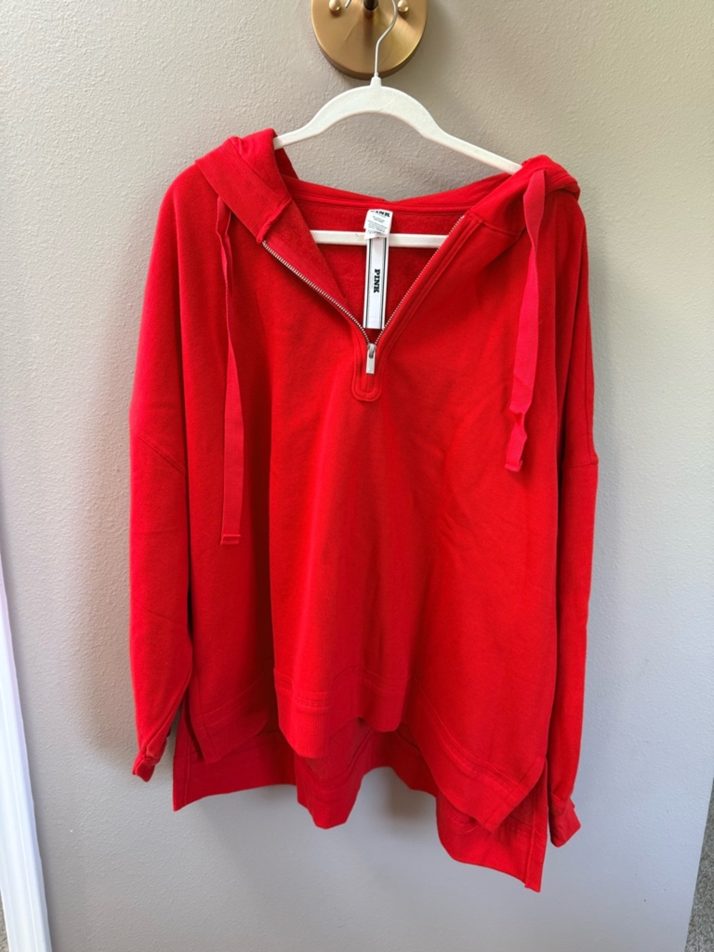 PINK (Victorias Secret) Red Hoodie- Tunic- Zip - NEW!